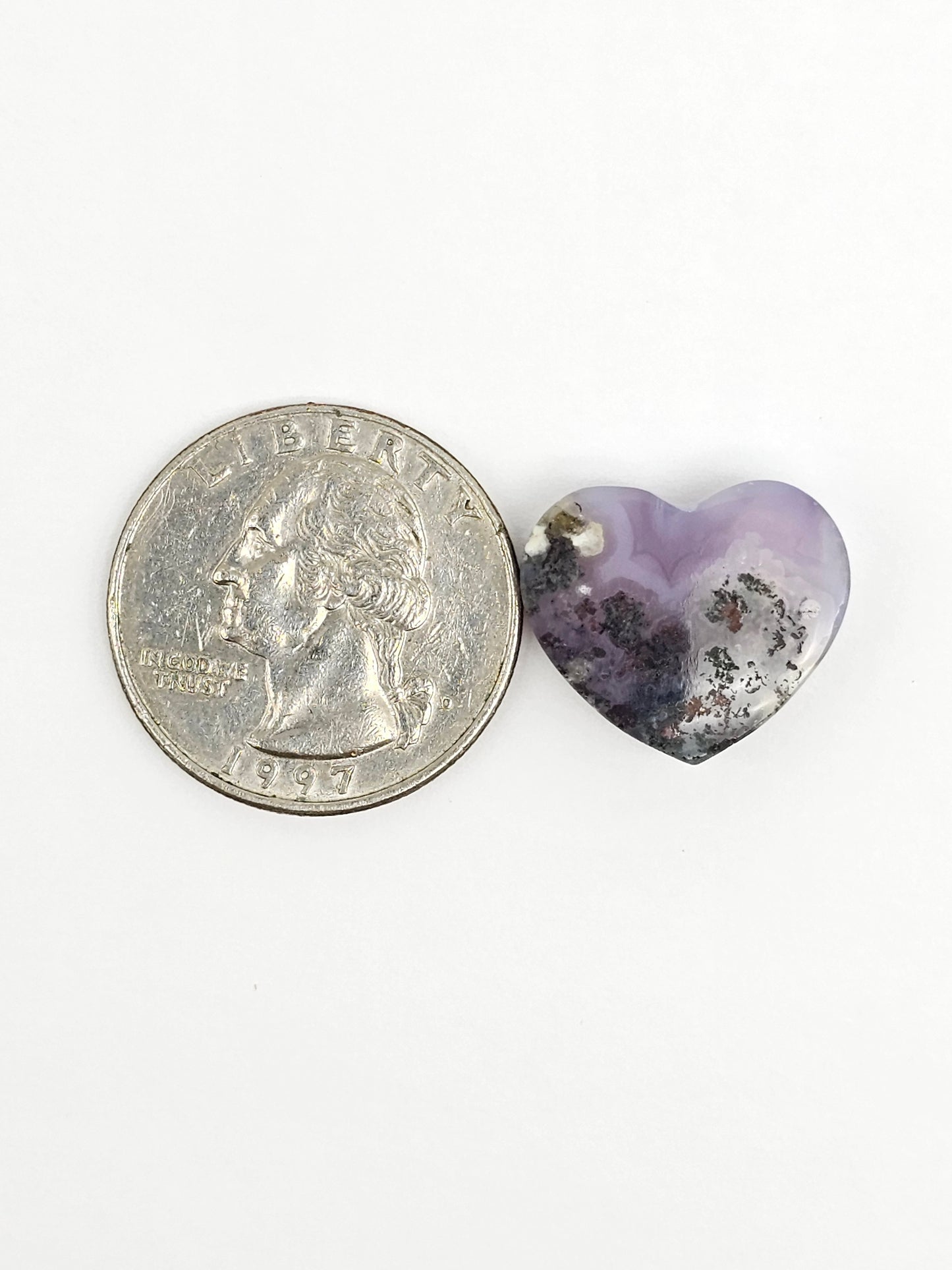 Moss agate heart cabochon