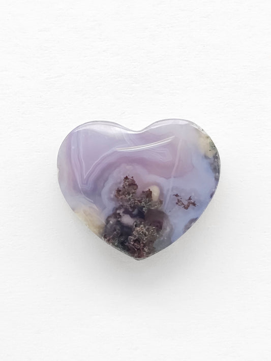 Moss agate heart cabochon