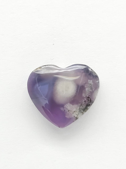 Moss agate heart cabochon