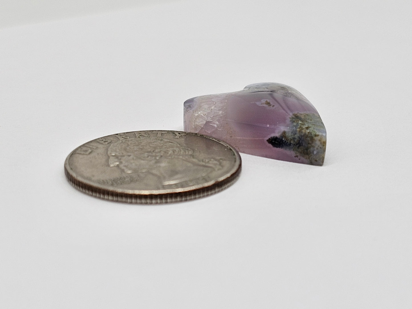 Moss agate heart cabochon