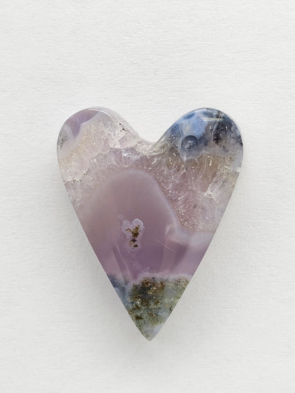 Moss agate heart cabochon