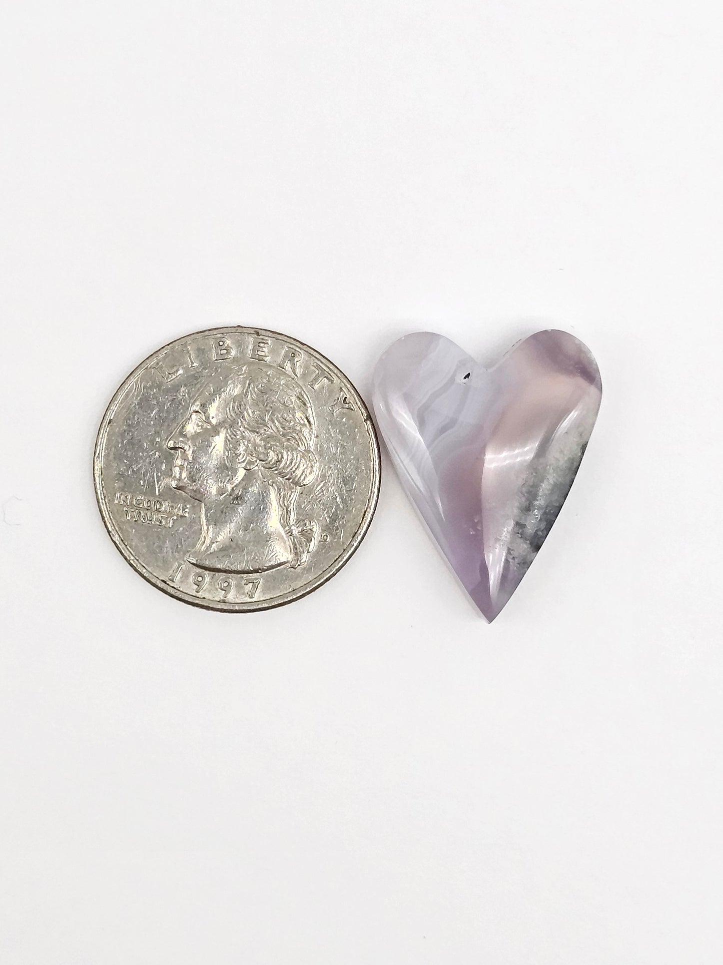 Moss agate heart cabochon