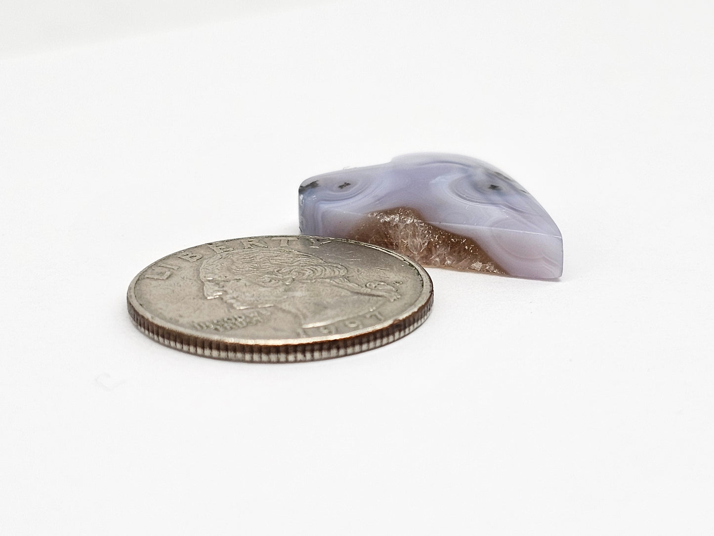 Moss agate heart cabochon