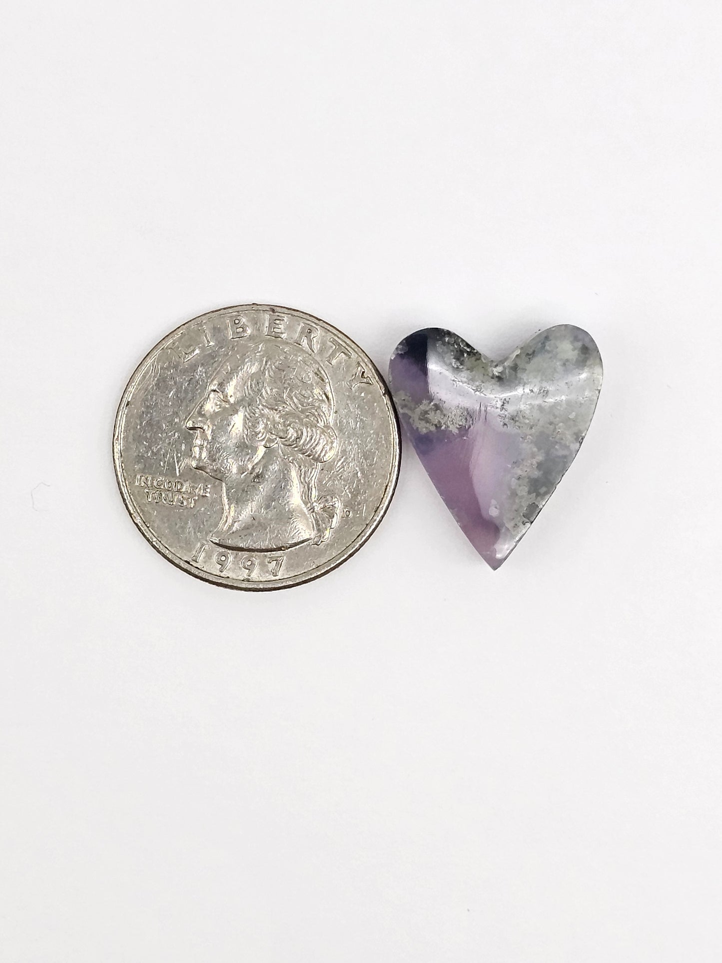 Moss agate heart cabochon