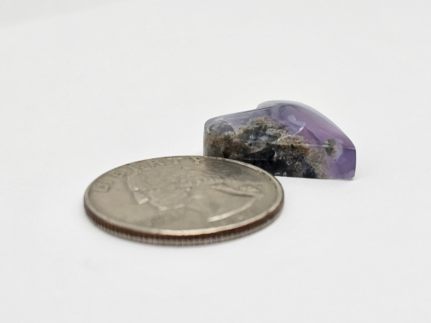 Moss agate heart cabochon
