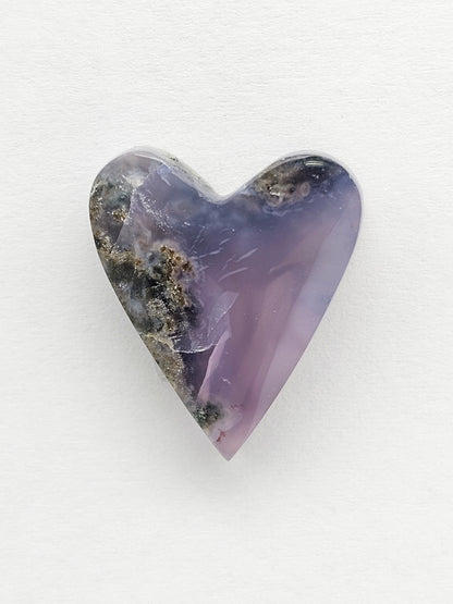 Moss agate heart cabochon