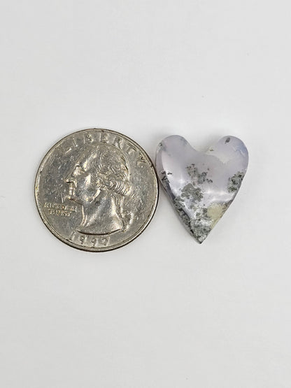 Moss agate heart cabochon