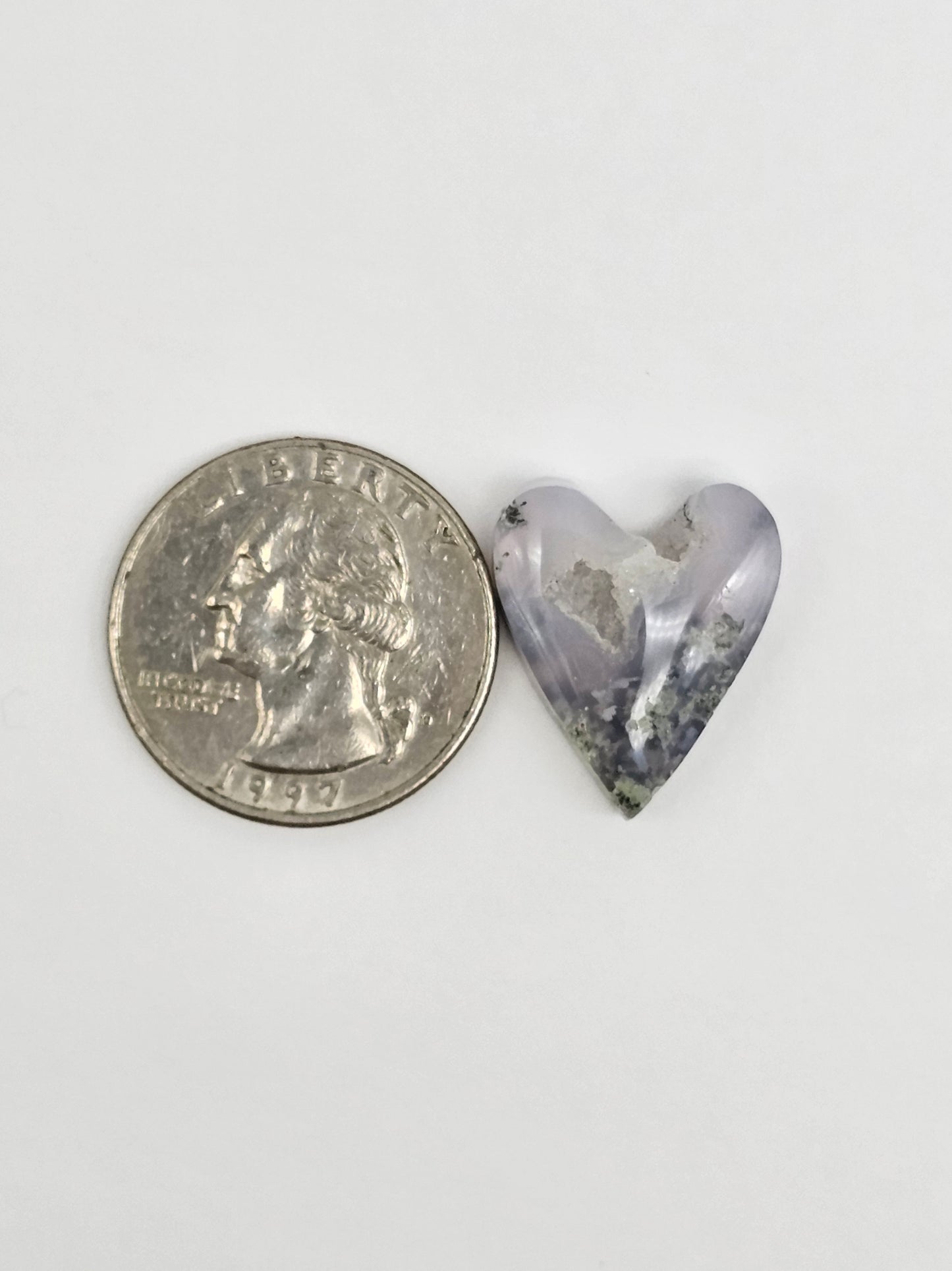 Moss agate heart cabochon
