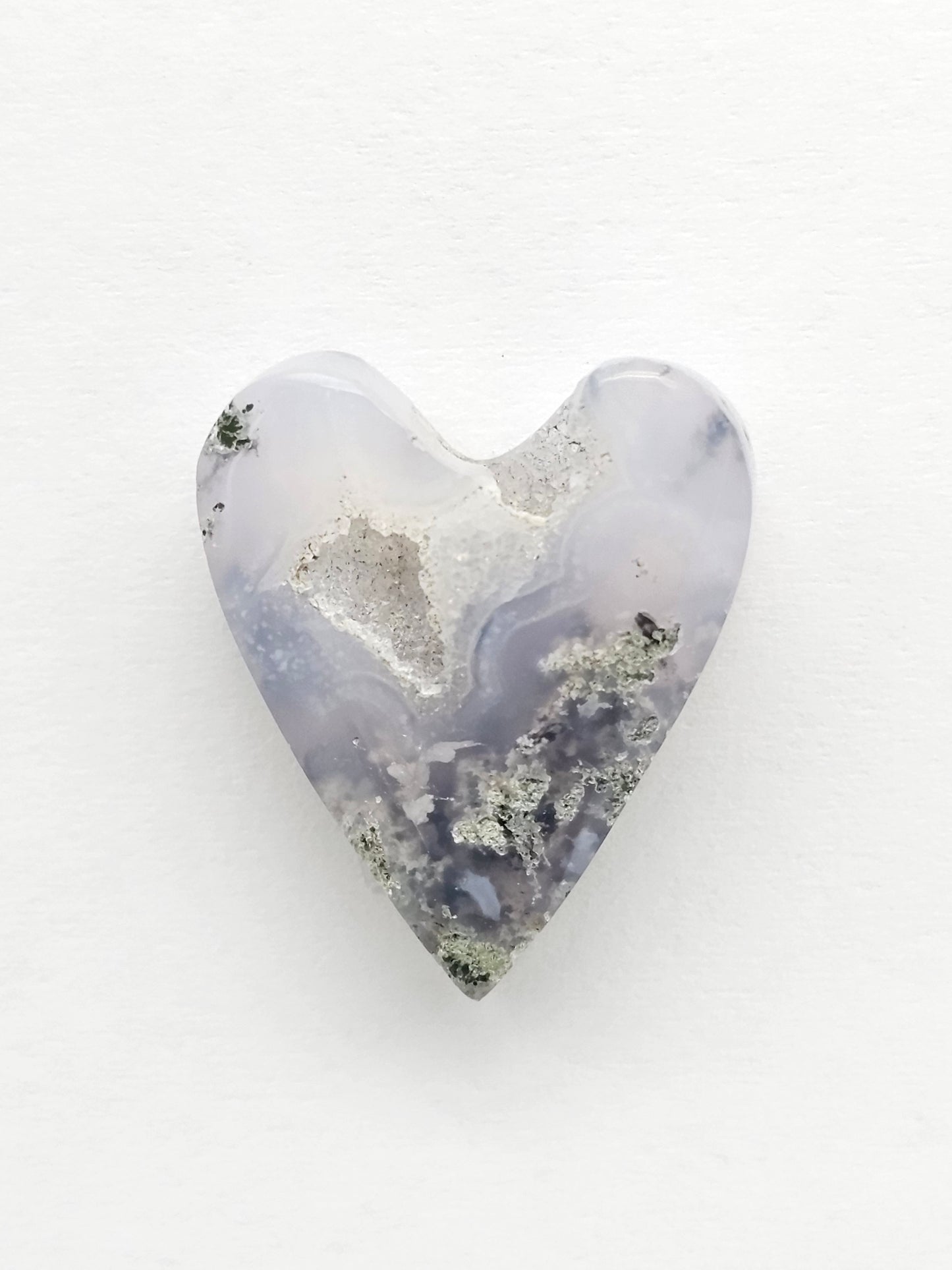 Moss agate heart cabochon
