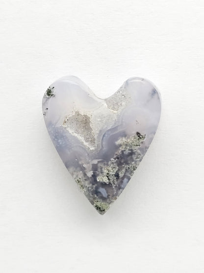 Moss agate heart cabochon