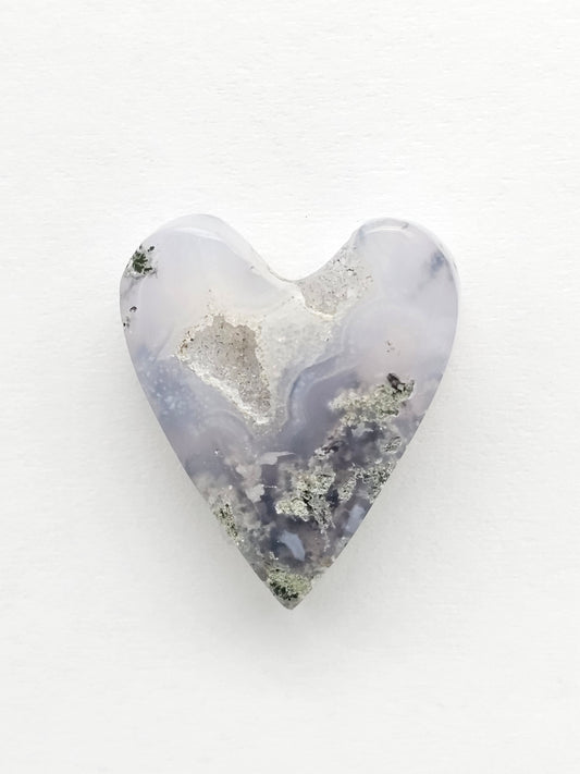 Moss agate heart cabochon