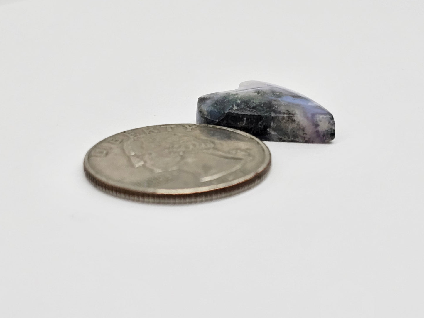 Moss agate heart cabochon