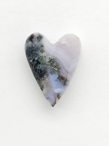 Moss agate heart cabochon