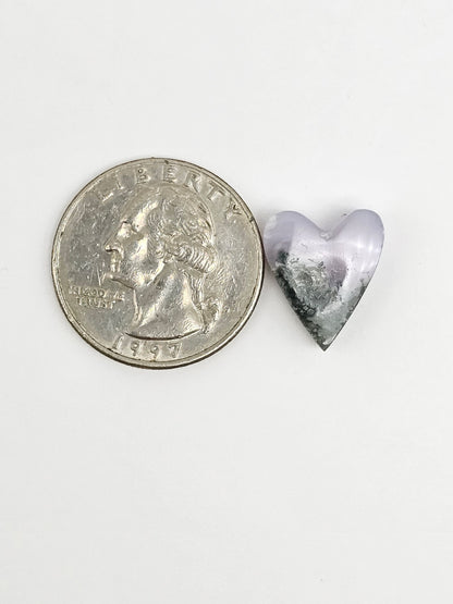 Moss agate heart cabochon
