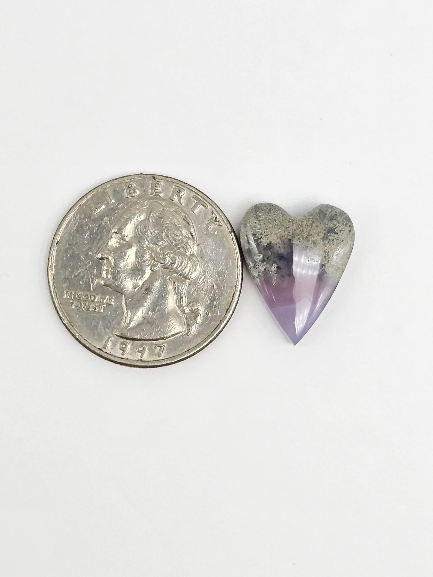 Moss agate heart cabochon