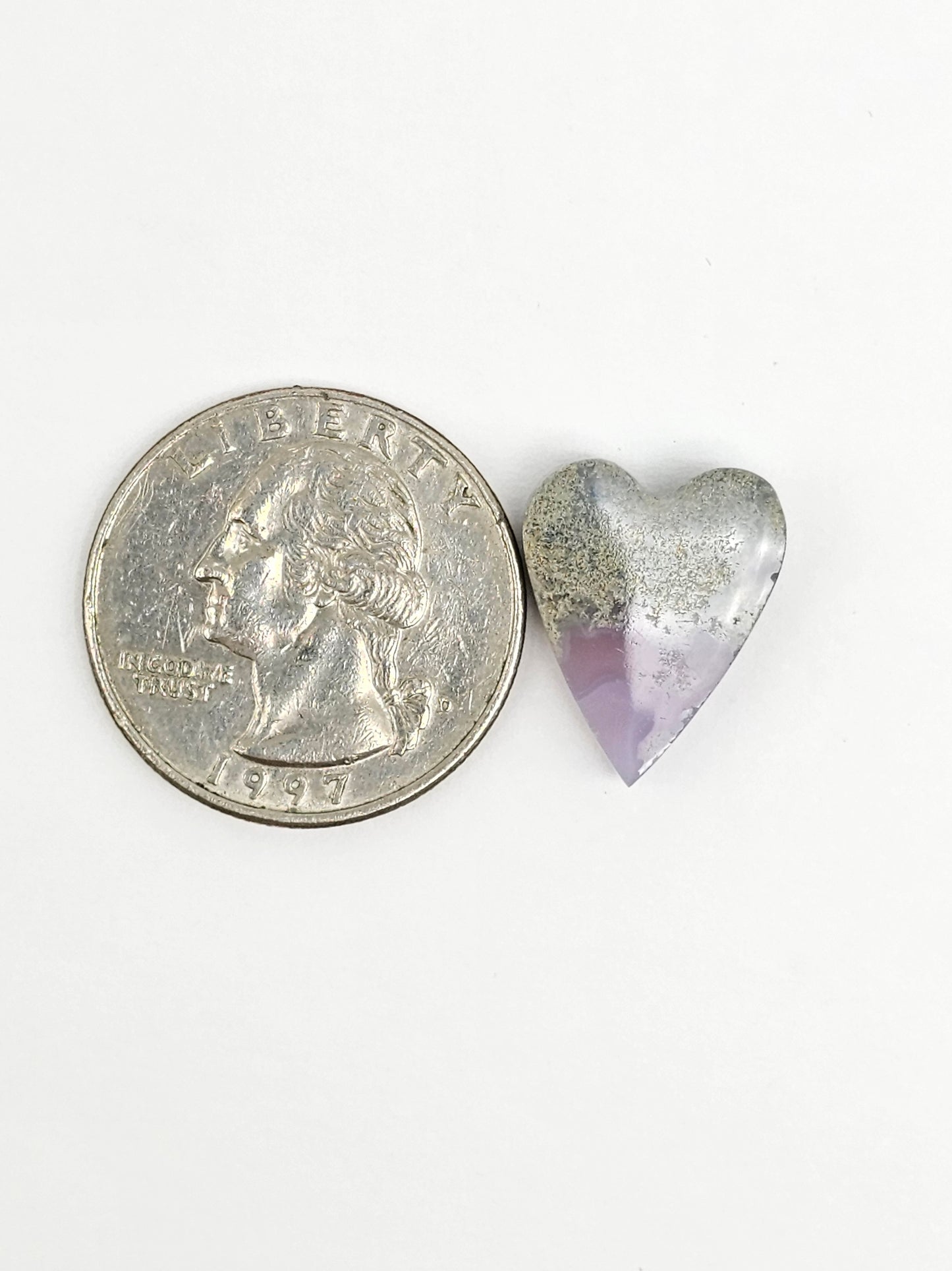 Moss agate heart cabochon