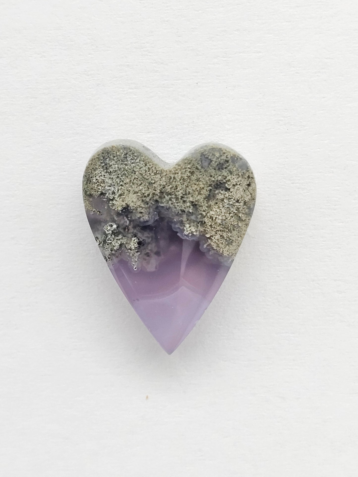 Moss agate heart cabochon