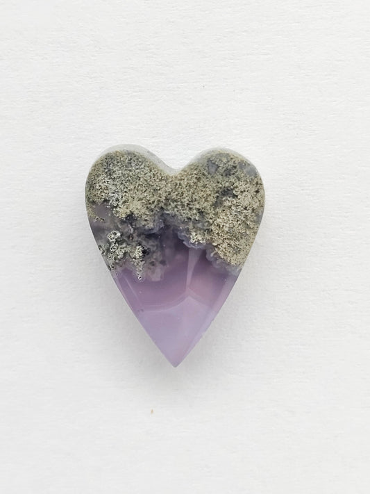 Moss agate heart cabochon
