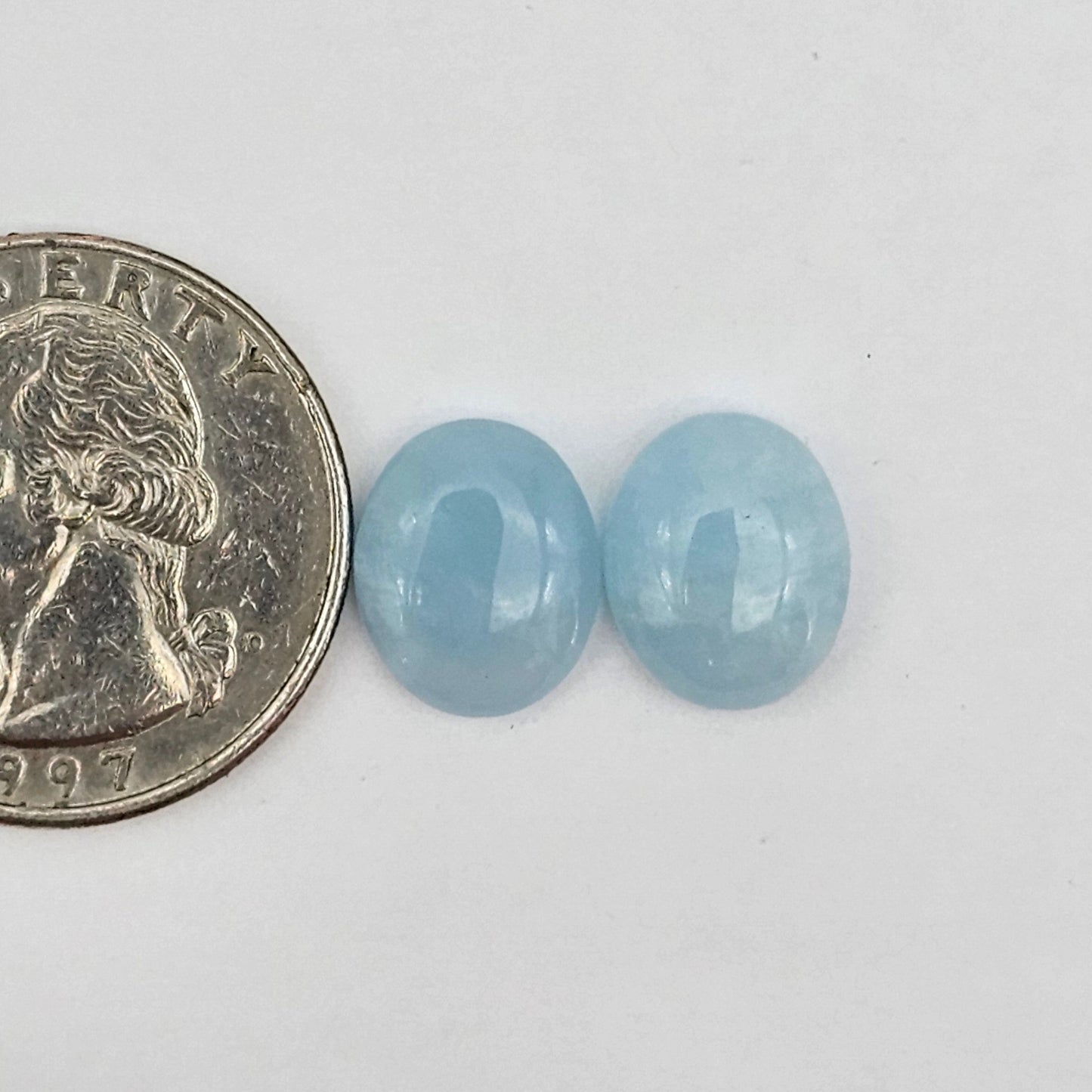 Aquamarine Silica Cabochon pair