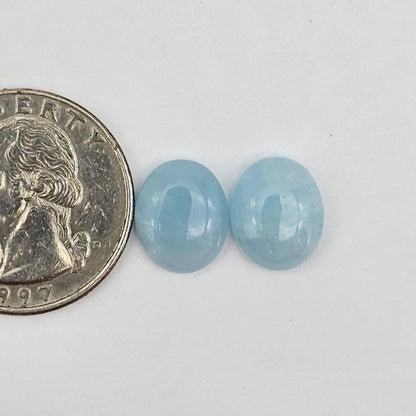 Aquamarine Silica Cabochon pair
