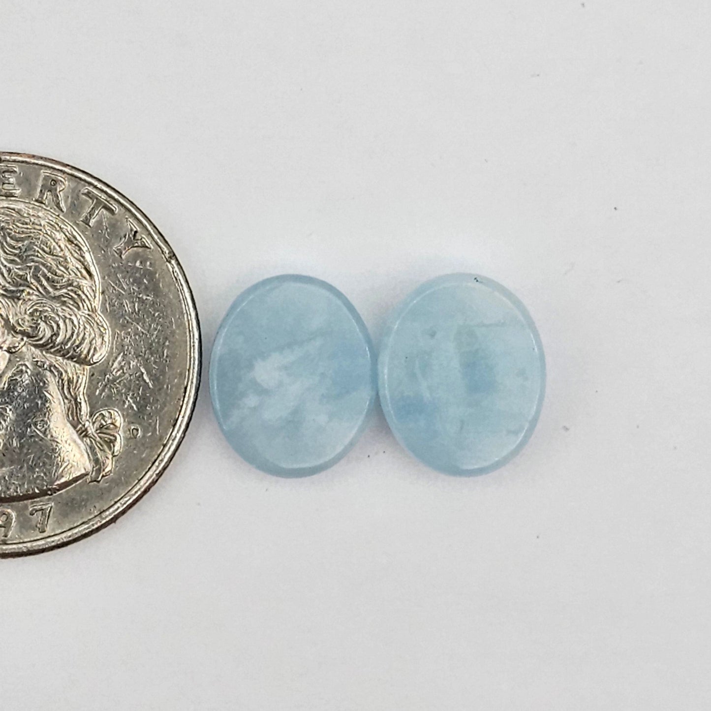 Aquamarine Silica Cabochon pair