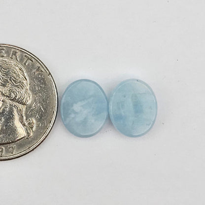 Aquamarine Silica Cabochon pair