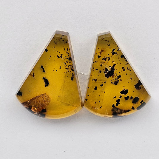 Amber authentic cabochon pair large