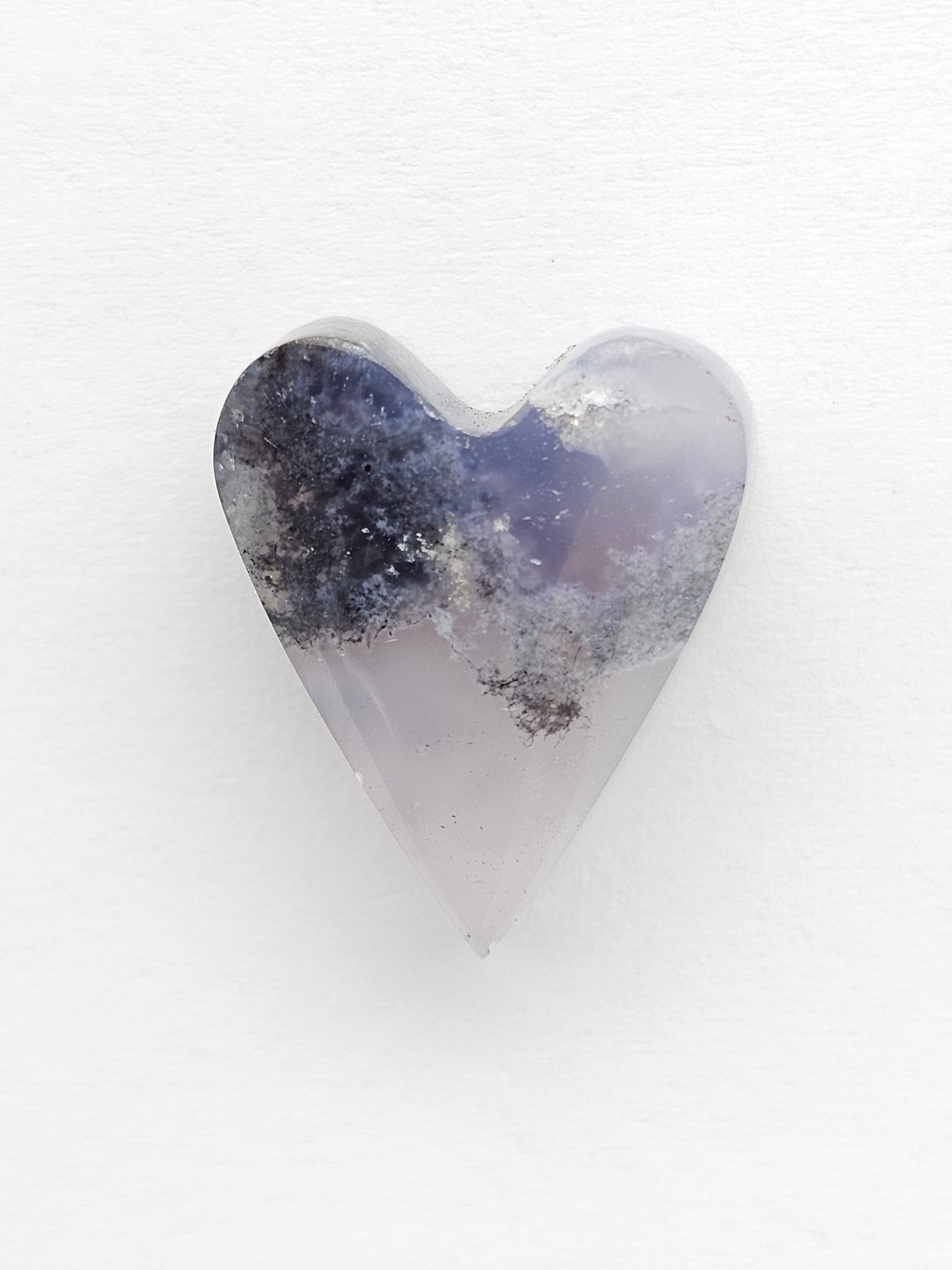 Moss agate heart cabochon