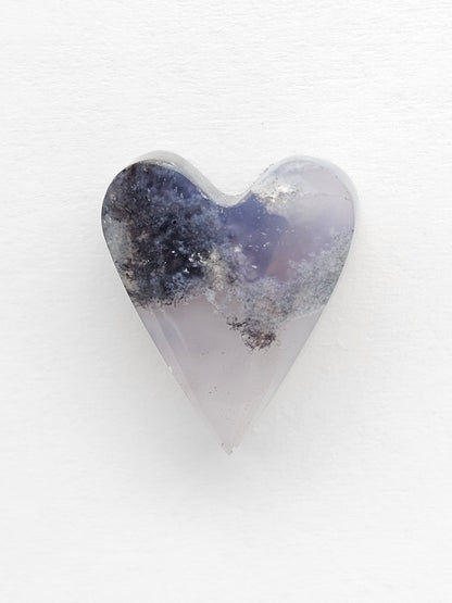 Moss agate heart cabochon