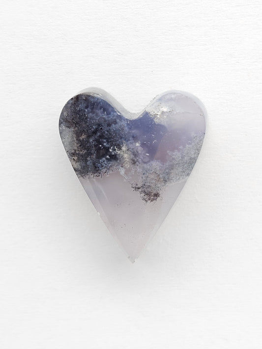 Moss agate heart cabochon
