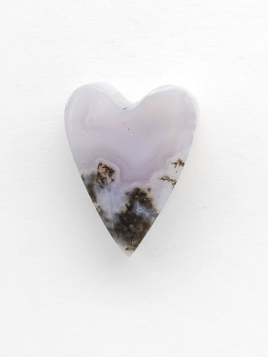 Moss agate heart cabochon