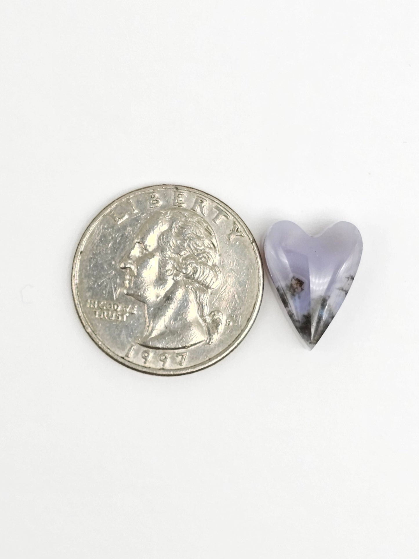 Moss agate heart cabochon