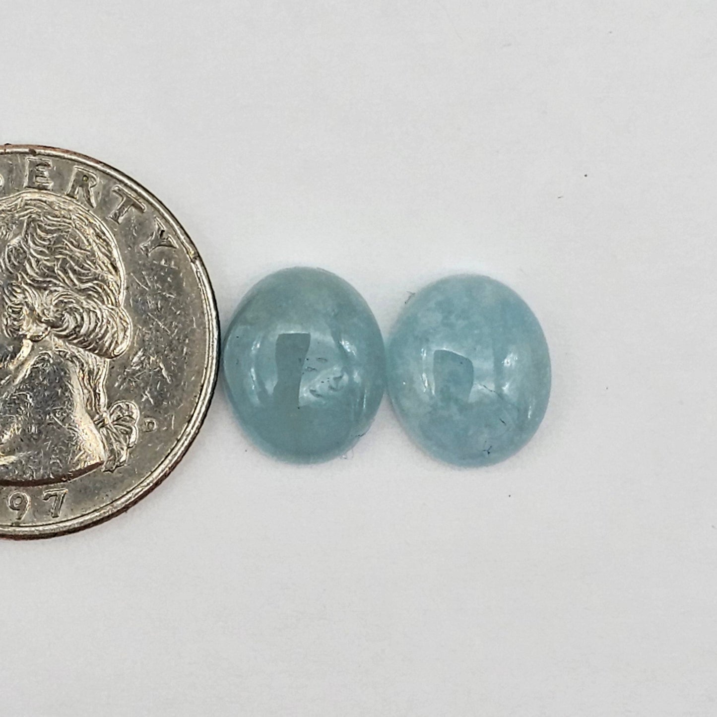 Aquamarine Silica Cabochon pair