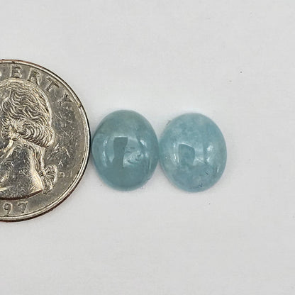 Aquamarine Silica Cabochon pair