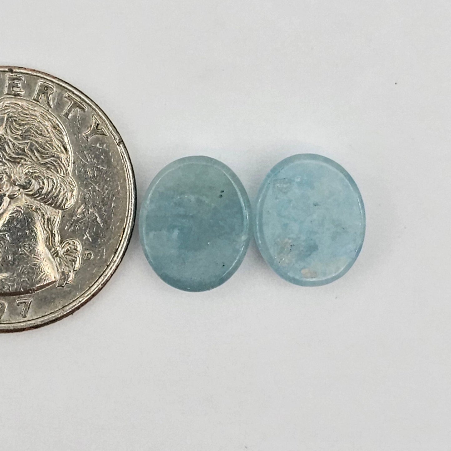 Aquamarine Silica Cabochon pair