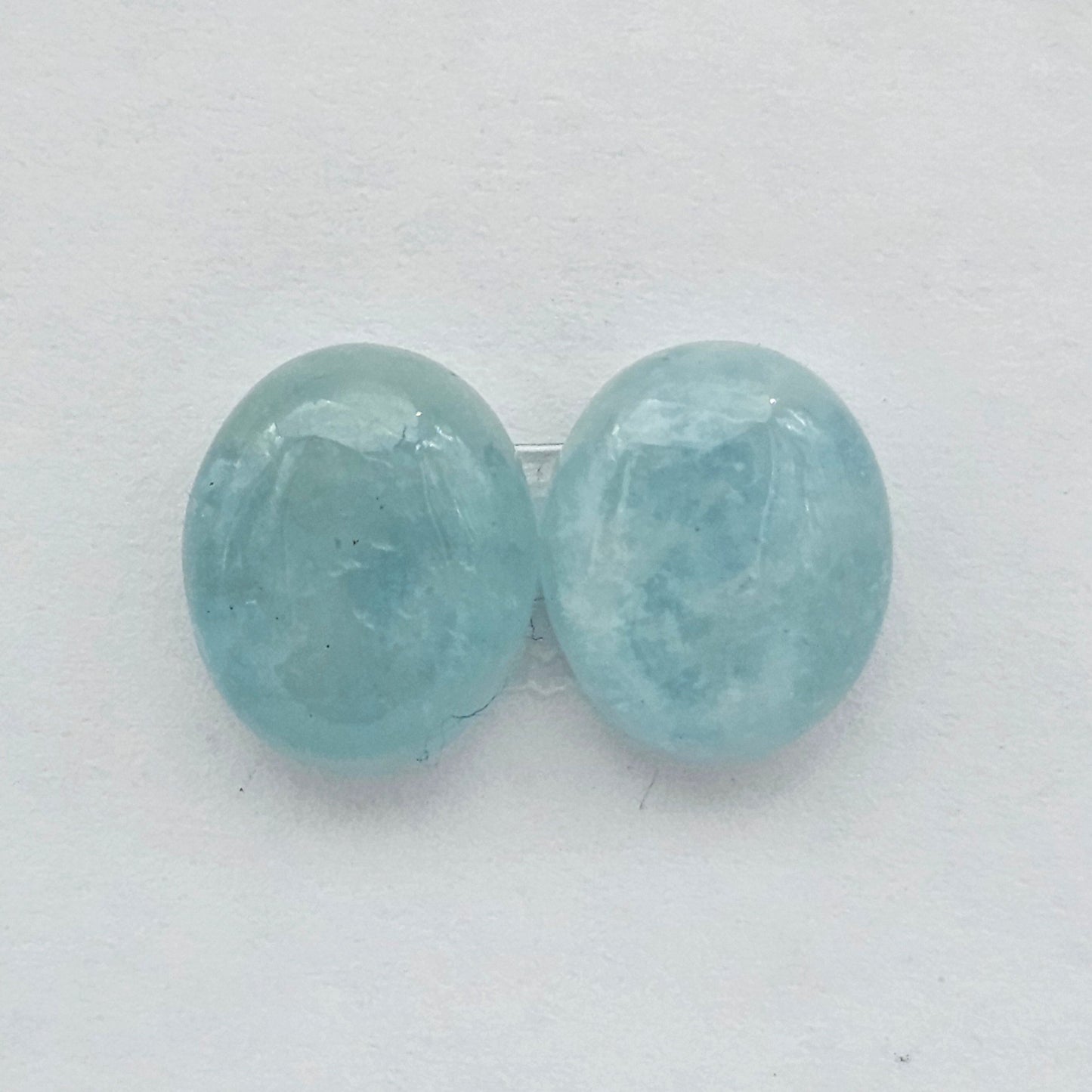 Aquamarine Silica Cabochon pair