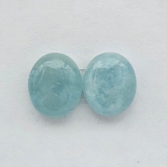 Aquamarine Silica Cabochon pair
