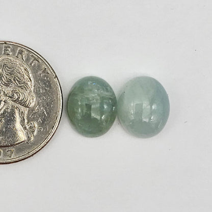 Aquamarine Silica Cabochon pair