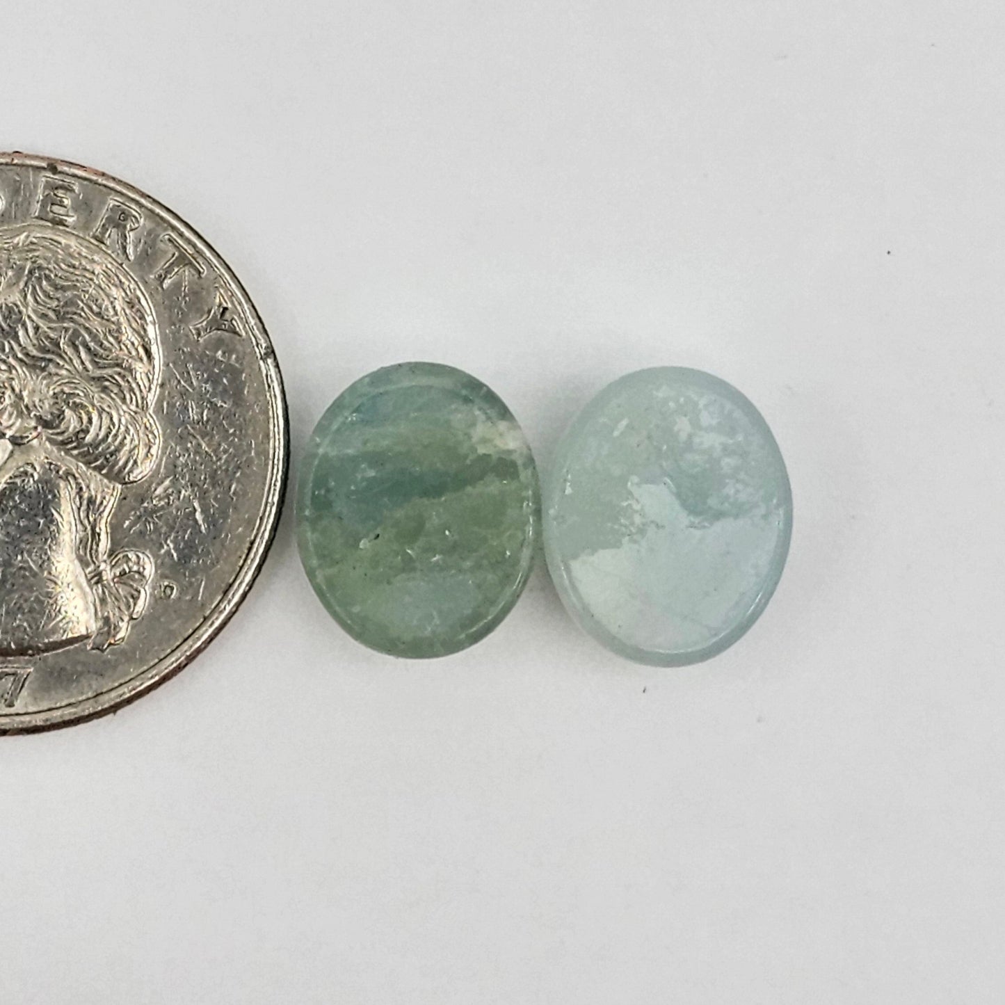 Aquamarine Silica Cabochon pair