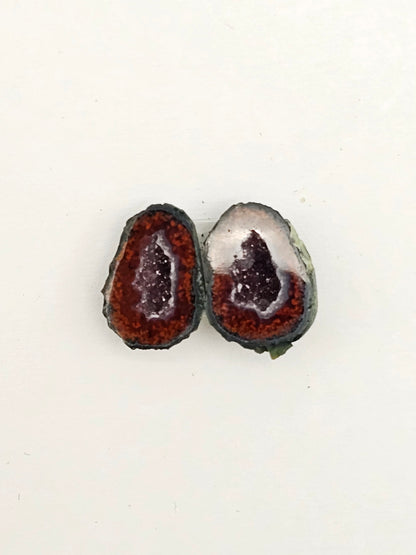 Tabasco Geode Cabochon Pair | Natural Mexican Geode