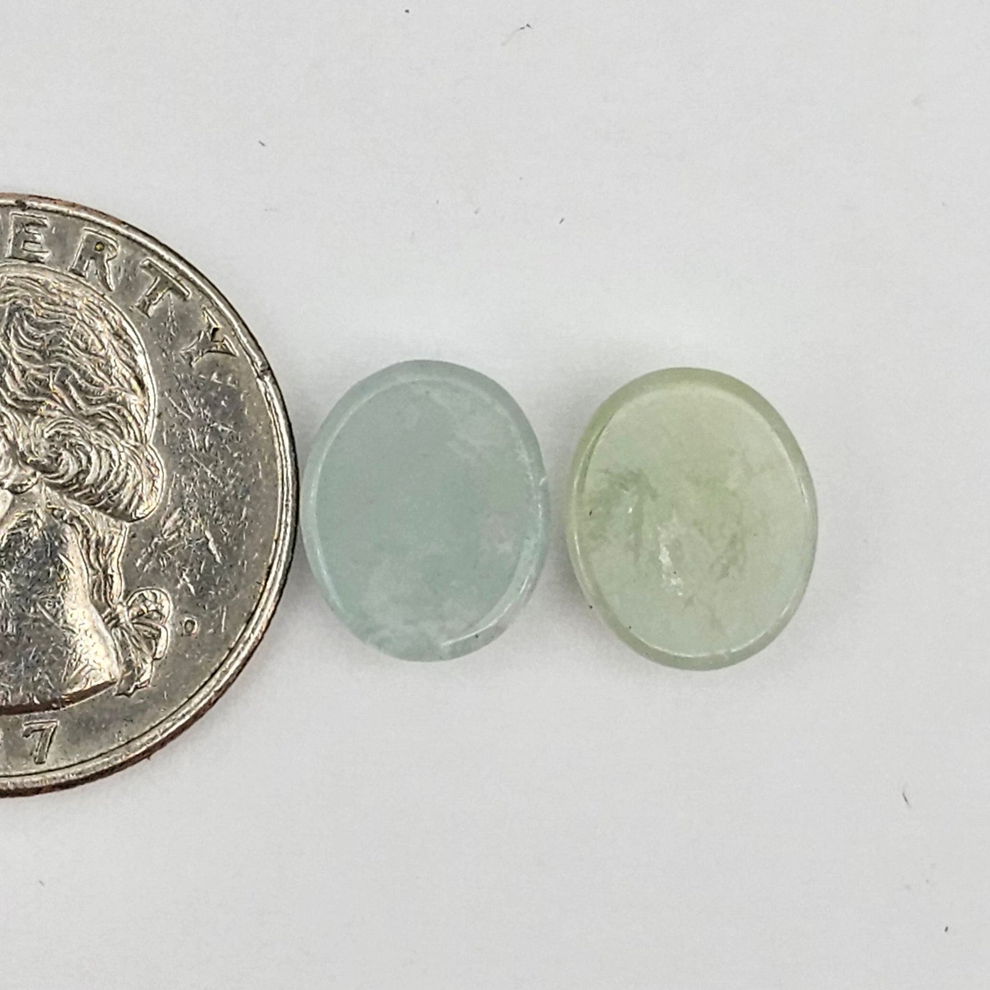 Aquamarine Silica Cabochon pair