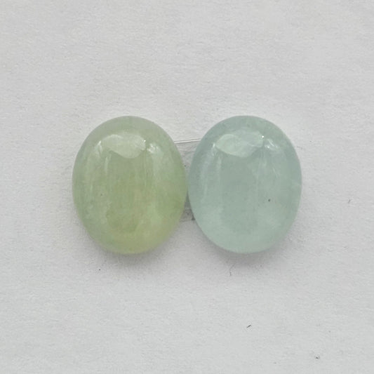 Aquamarine Silica Cabochon pair