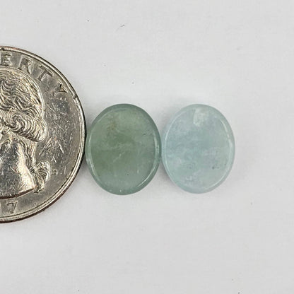 Aquamarine Silica Cabochon pair