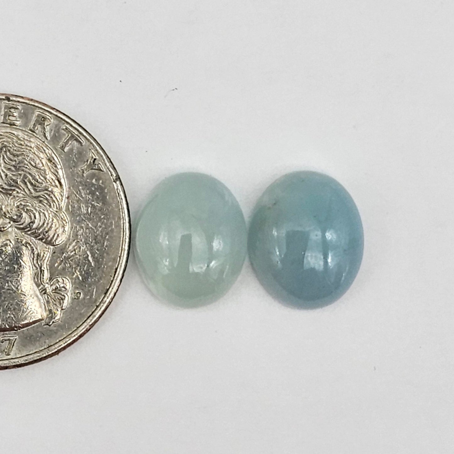 Aquamarine Silica Cabochon pair