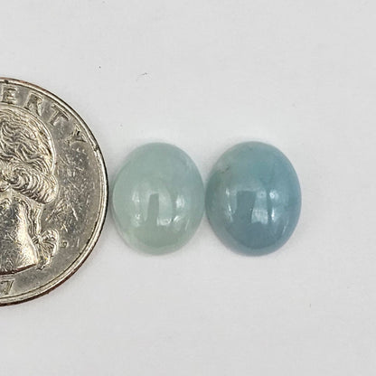 Aquamarine Silica Cabochon pair