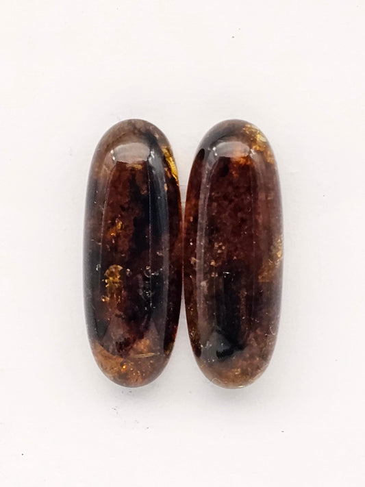 Amber authentic cabochon pair large