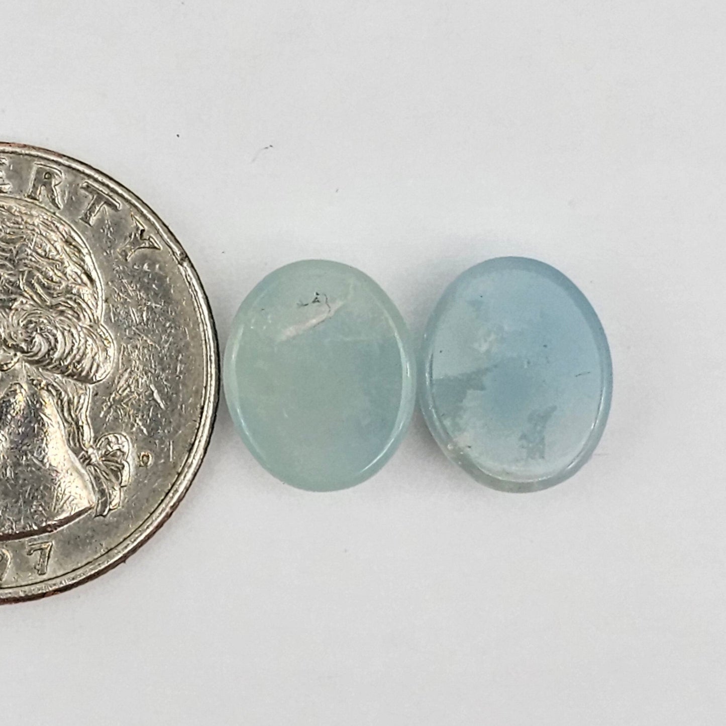 Aquamarine Silica Cabochon pair
