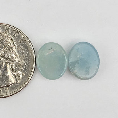 Aquamarine Silica Cabochon pair