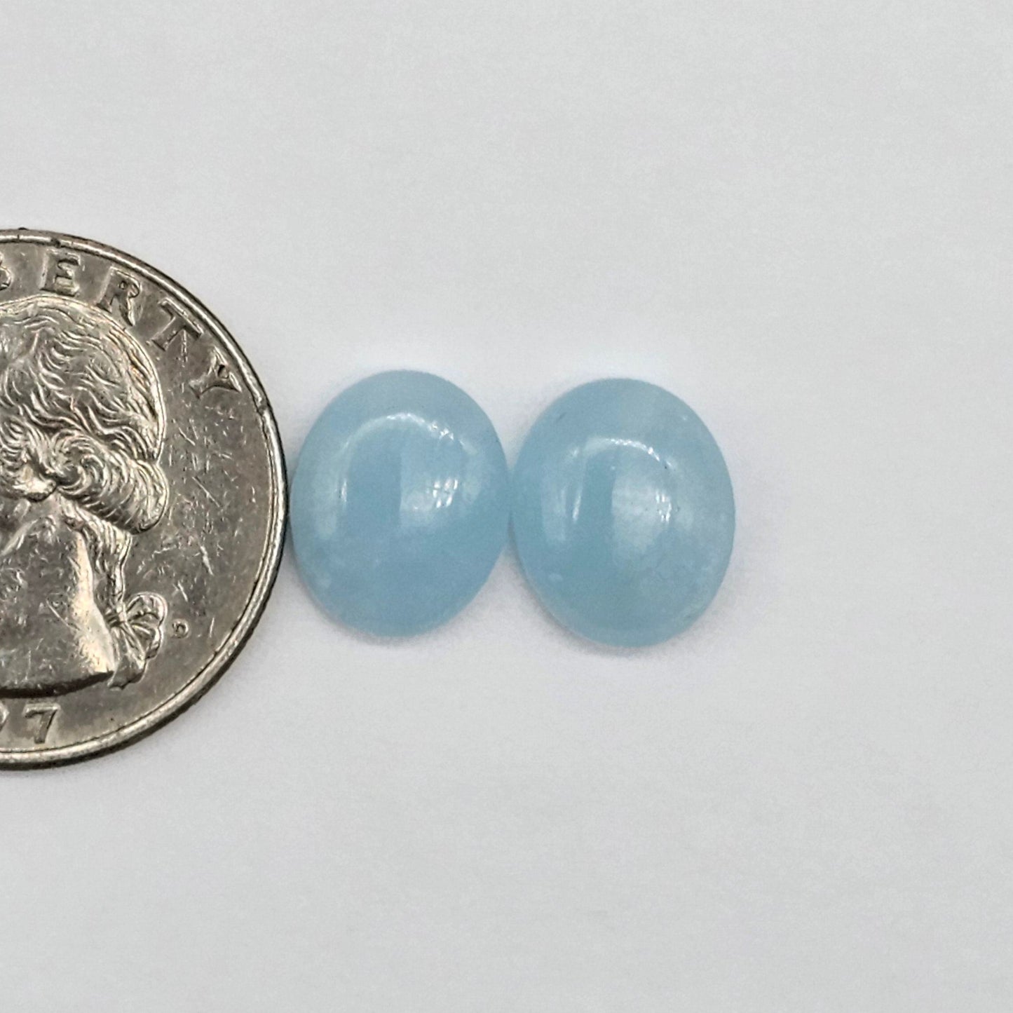 Aquamarine Silica Cabochon pair