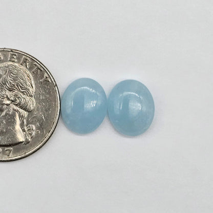 Aquamarine Silica Cabochon pair
